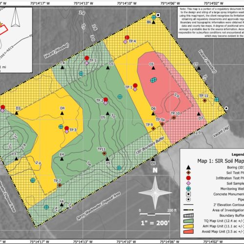 Soil Map for Spray Irrigation Wastewater Disposal Piney Neck Facility, Sussex County